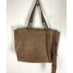 Rebecca Minkoff Stella Large Tote with Fringe in‎ Mink Suede Silver Hardware